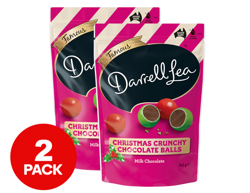 2 x Darrell Lea Christmas Crunchy Balls Milk Chocolate 160g