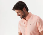 Tommy Hilfiger Men's Solid Linen Blend Short Sleeve Shirt - Playful Peach