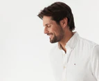 Tommy Hilfiger Men's Solid Linen Blend Short Sleeve Shirt - Optic White
