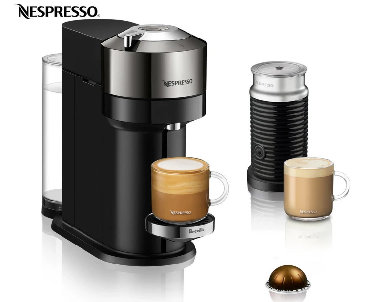 Nespresso Vertuo Next Deluxe Solo Coffee Machine Bundle - Dark Chrome