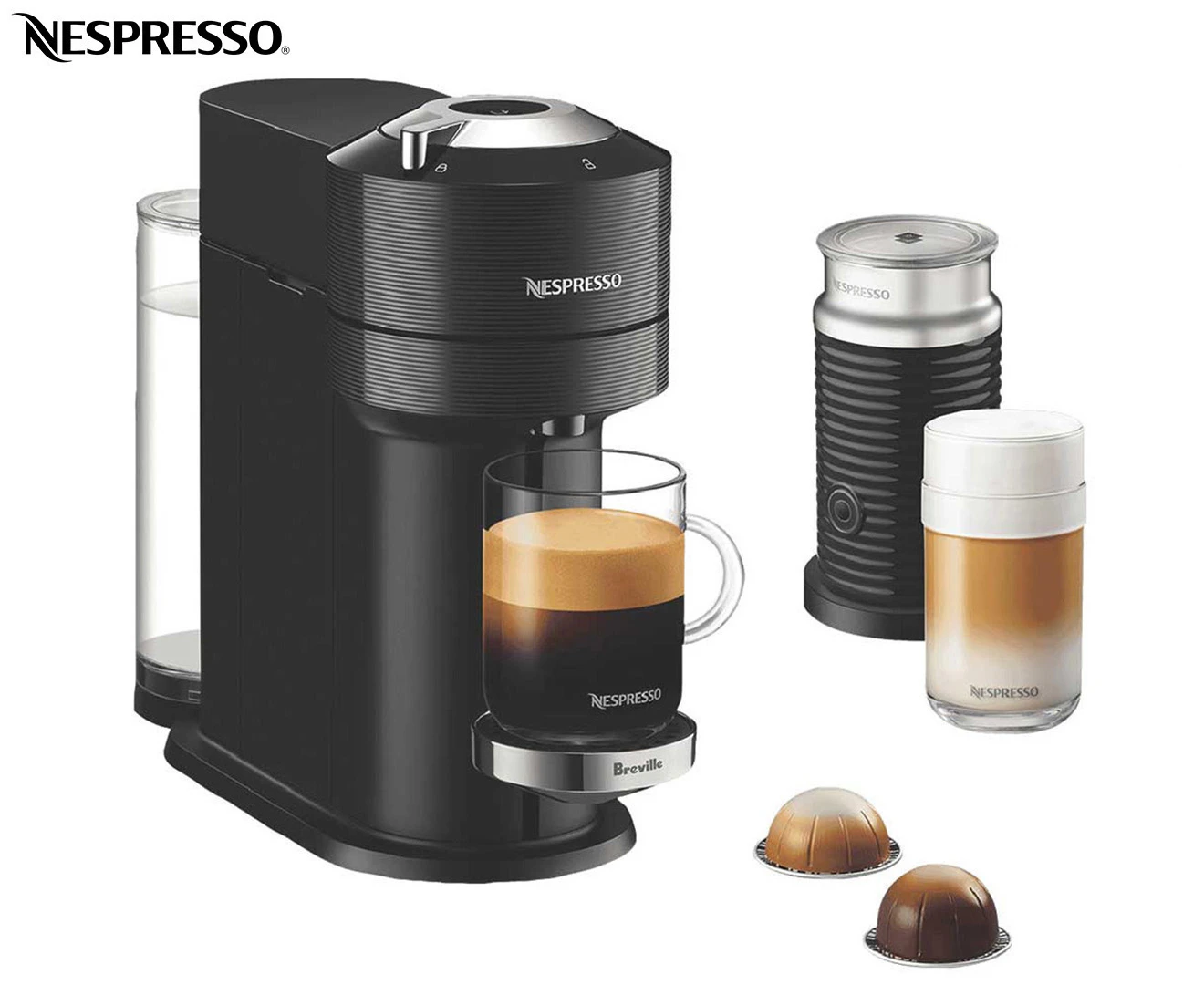 Nespresso Vertuo Next Premium Solo Coffee Machine Bundle - Classic Black