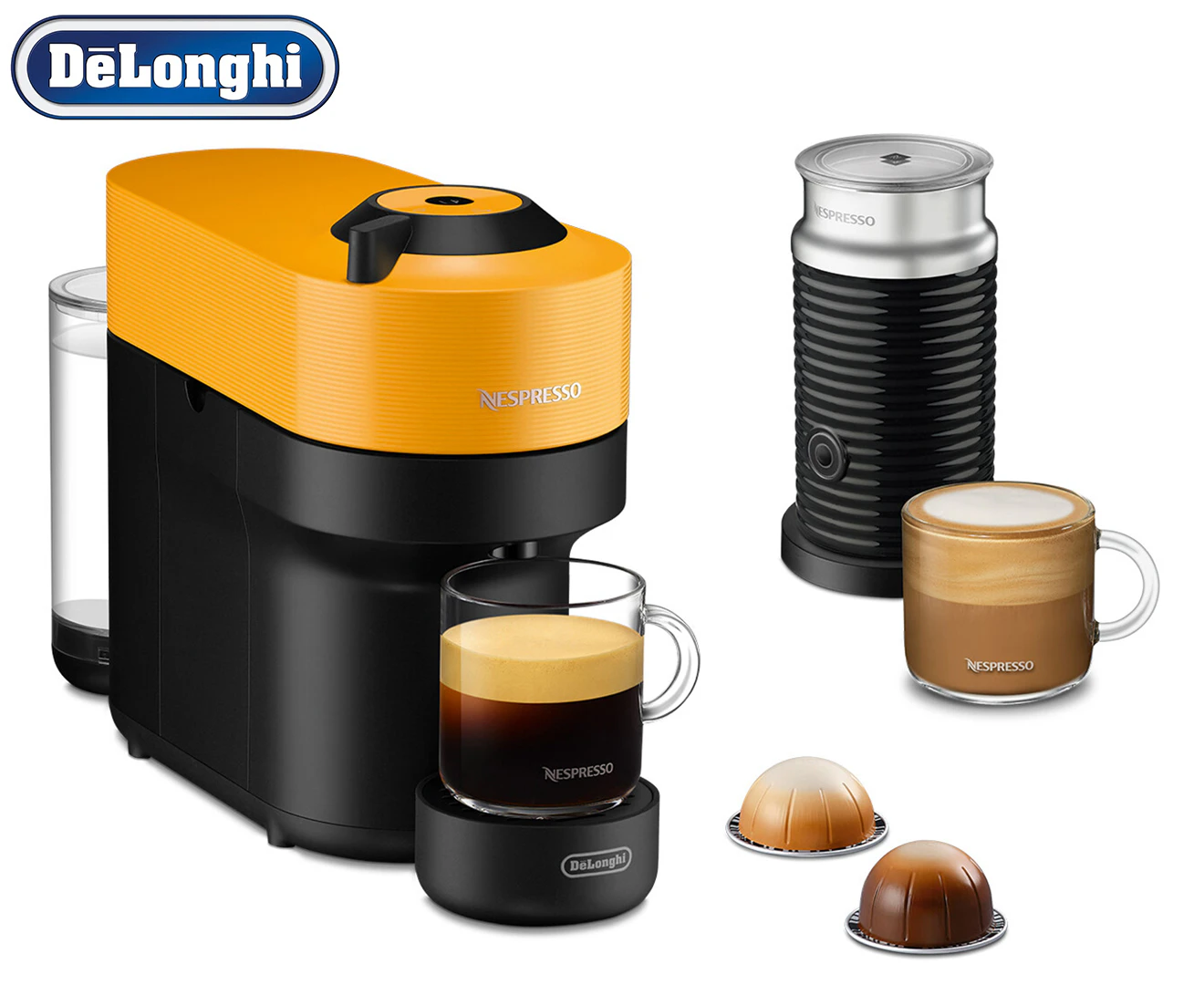 DéLonghi 1.1L Vertuo Pop Nespresso Coffee Machine Bundle - Yellow ENV90YAE