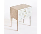 Zohi_Interiors Bone Inlay Bedside Table with 2 Drawers in White