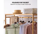 Furb Bamboo Clothes Rack Open Garment Coat Hanger Stand Shoes Storage Shelf Wheels Closet Organiser