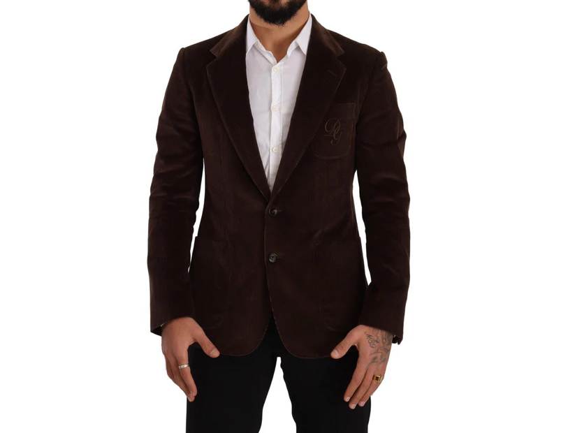 Dolce & Gabbana Elegant Brown Corduroy Slim Fit Blazer