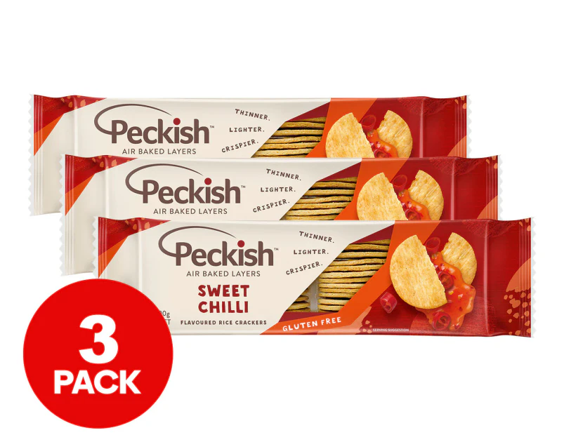 3 x Peckish Rice Crackers Sweet Chilli 90g
