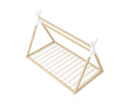 Oikiture Bed Frame King Single Wooden Kids Teepee House Frame