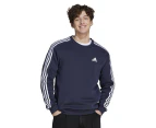Adidas Men's Essentials 3-Stripes Fleece Crew Sweatshirt - Legend Ink