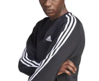 Adidas Men's Essentials 3-Stripes Fleece Crew Sweatshirt - Black/White