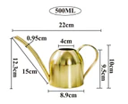 500ML Watering Pot Long Mouth Water Can Stainless Steel Water Sprayer for Flower Plants Garden Planting Tools-Golden