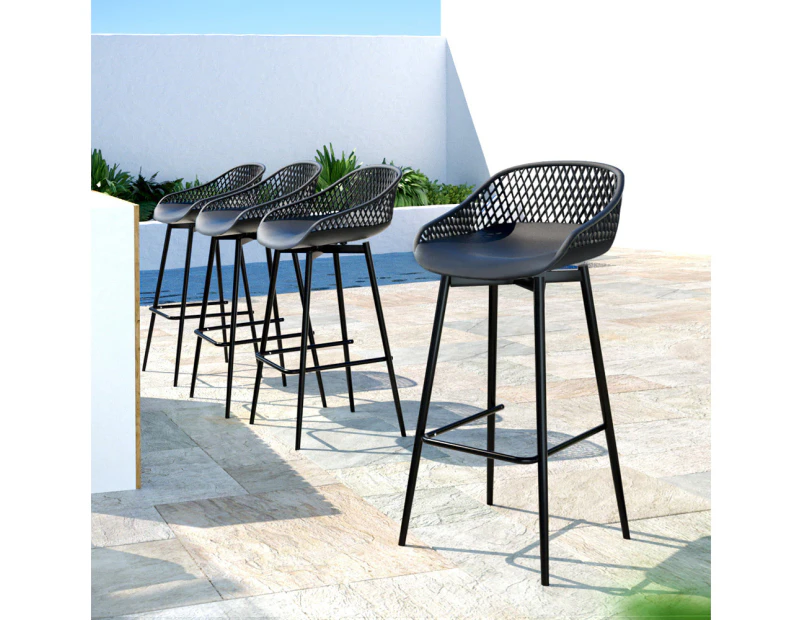 Gardeon 4-Piece Outdoor Bar Stools Plastic Metal Dining Chair Balcony