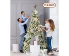 Mazam LED Christmas Tree 1.8M 6FT Xmas Trees White Snow Flocked Decorations