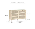 Cooper & Co. Oahu 120cm Rattan Chest of 6 Drawers Natural