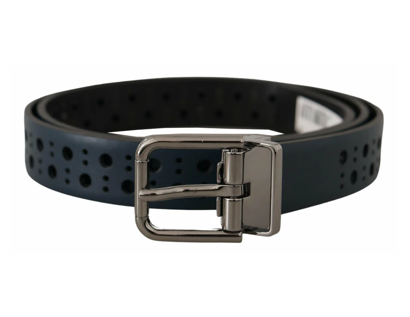 Dolce & Gabbana Elegant Navy Blue Leather Belt