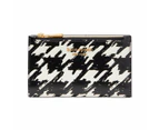 Morgan Painterly Houndstooth Embossed Saffiano Leather Small Slim Bifold Wallet