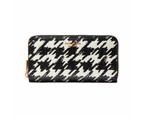 Morgan Painterly Houndstooth Embossed Saffiano Leather Zip Around Continental Wallet