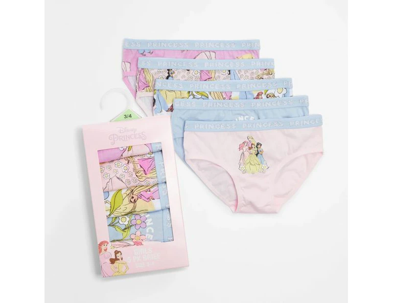 Disney Princess Girls Briefs Gift Set - 5 Pack - Pink