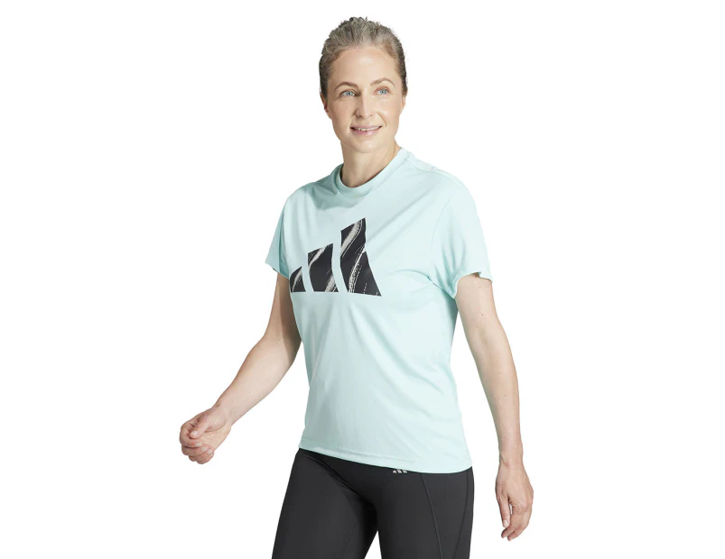 Adidas Women's Run It Brand Love Tee / T-Shirt / Tshirt - Semi Flash Aqua