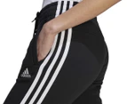 Adidas Women's Essentials Fleece Tapered 3-Stripes Pants / Joggers - Black/White