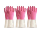 BOOMJOY 3 Pairs Latex Cleaning Gloves Heavy Duty Dishwashing Gloves Reusable Gloves Pink