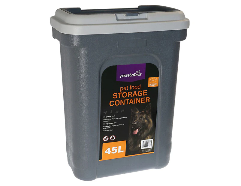Paws & Claws 45L Pet Food Storer - Grey