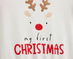 Gem Look 2-Piece Baby Girls' My 1st Christmas Tutu Bodysuit Set - White/Red