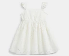 Gem Look Baby Girls' Broderie Angelis Woven Dress - White