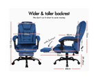 ALFORDSON Massage Office Chair Velvet Footrest Executive Gaming Racing Seat Blue