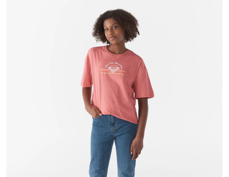 Roxy Girls' Rainbow Life Tee / T-Shirt / Tshirt - Tea Rose