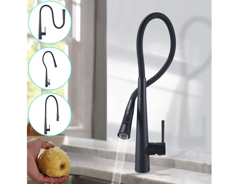 Kitchen Tap Flexible Silicone Rubber Spout Height adjustable Kitchen Faucets Black