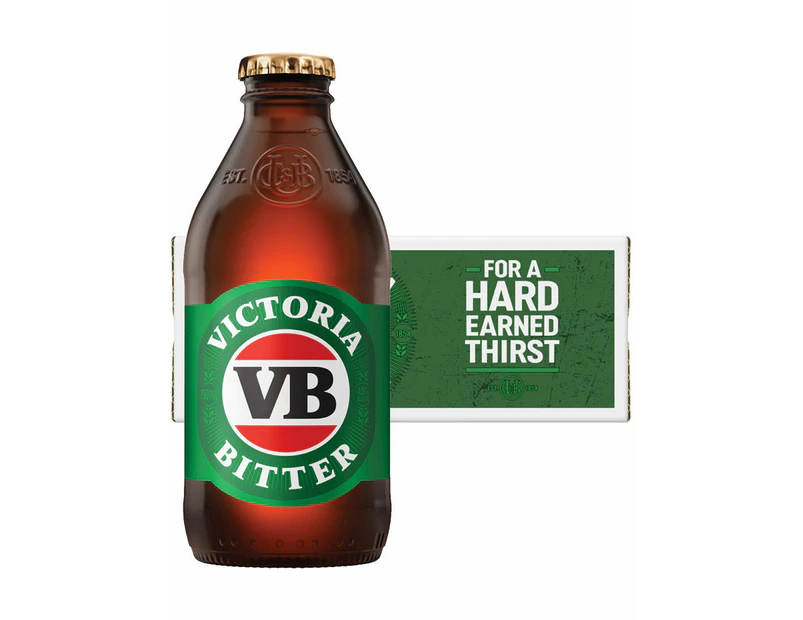 Victoria Bitter Vb Beer Case 24 X Pack 250ml Twist Top Bottles