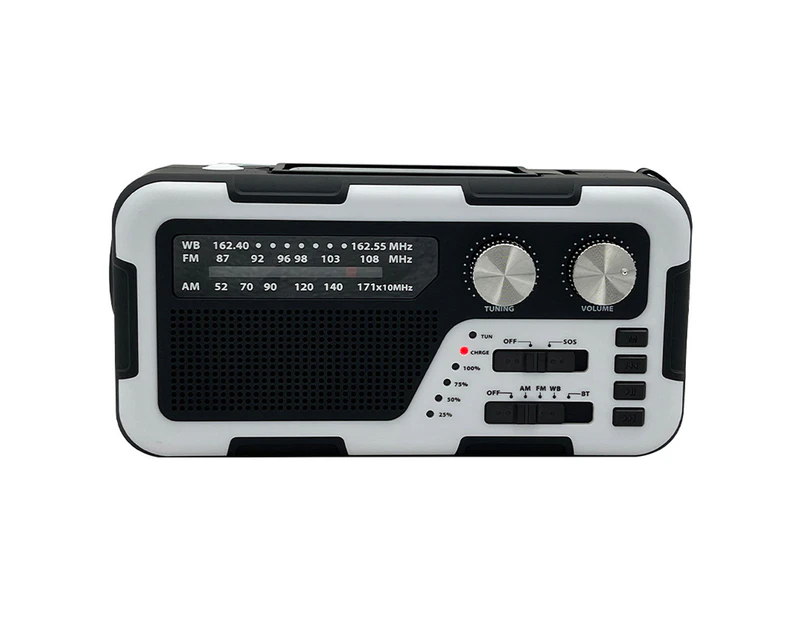 Emergency Weather Radio  Portable With Solar Charging, Hand Crank, Am/Fm/Noaa Weather Radio,White
