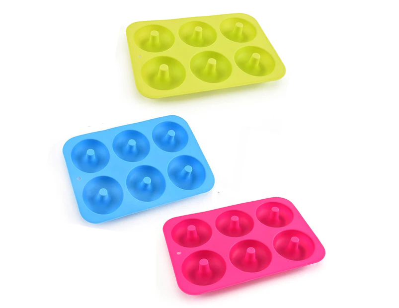 Silicone Doughnut Molds - Non-Stick Silicone Doughnut Pan Covers, Heat Resistant, Doughnut Cake Cookies,Green + Blue + Rose Red