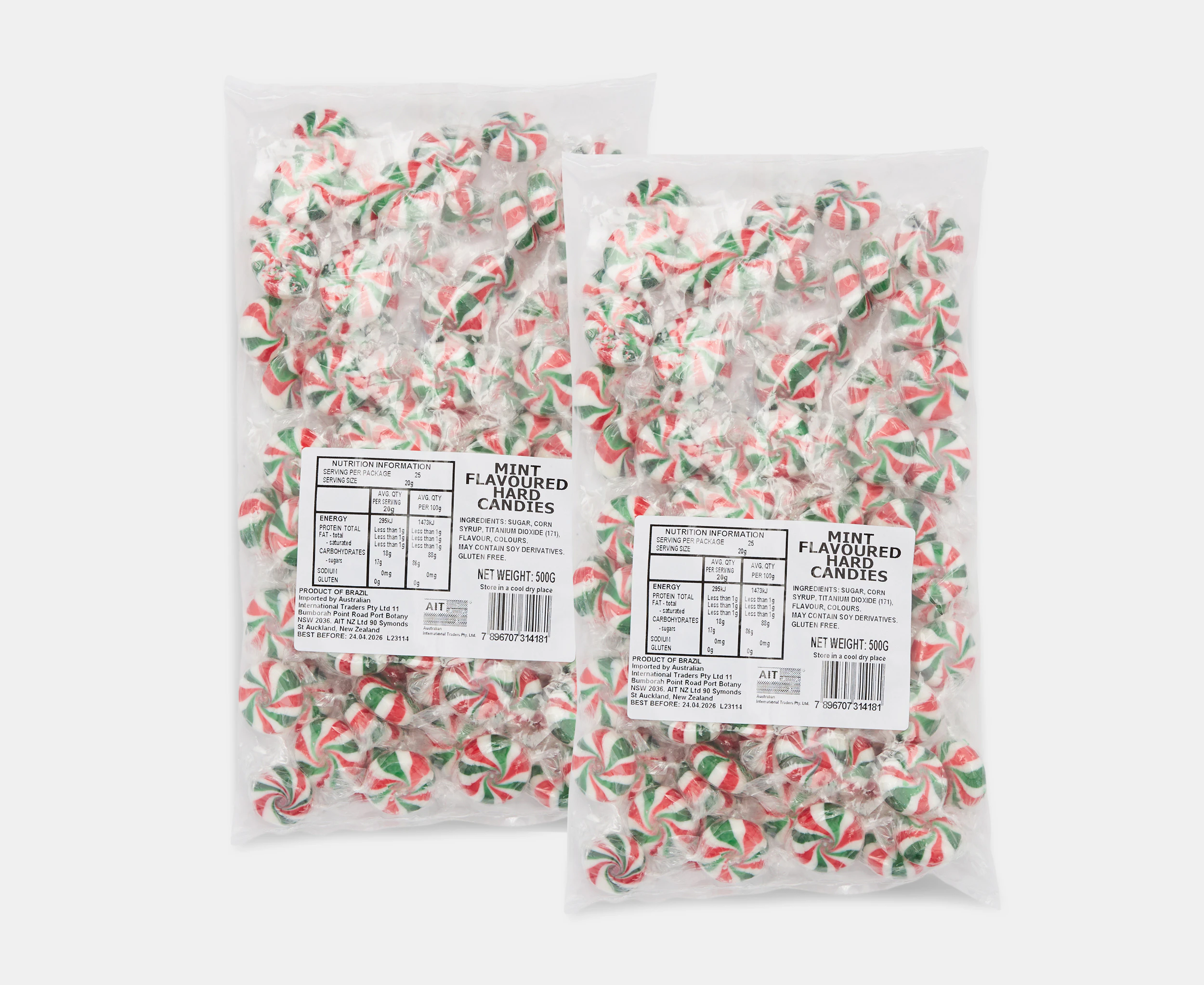 2 x Christmas Starlight Hard Candies Mint 500g