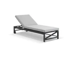 Outdoor Kansas Outdoor Aluminium Sun Lounge On Wheels - Outdoor Sun Lounges - White Aluminium with Textured Olefin Grey Cushions