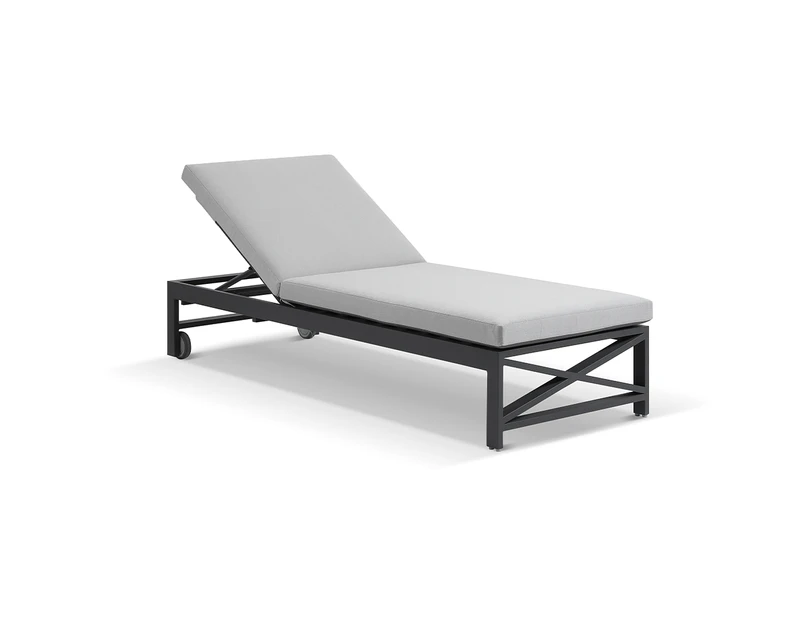 Kansas Outdoor Aluminium Sun Lounge on Wheels in Charcoal - Outdoor Sun Lounges - Charcoal