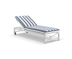 Outdoor Kansas Outdoor Aluminium Sun Lounge On Wheels - Outdoor Sun Lounges - White Aluminium with Textured Olefin Grey Cushions