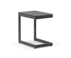 Kansas Outdoor Aluminium Sun Lounge on Wheels with Hugo Slide Under Side Table - Outdoor Sun Lounges - Charcoal