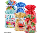 70Pc Christmas Drawstrings Gift Bag Set (32 Gift Bags,32 Gift Tags,And 6 Message Tags)