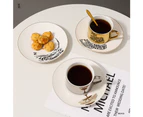 Coffee Cup Saucer,Ceramic Plated Coffee Cup Set,Home Ceramic Cup,Office Mug,Coffee Cup,Milk Tea Cup,Silver,Panda