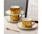 Coffee Cup Saucer,Ceramic Plated Coffee Cup Set,Home Ceramic Cup,Office Mug,Coffee Cup,Milk Tea Cup,Silver,Panda