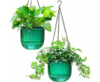Melphoe 2 Pack Self Watering Hanging Planters Indoor Flower Pots,18.5 Inch Outdoor Hanging Basket,Plant Hanger With 3Hooks Drainage Holes For Garden Home