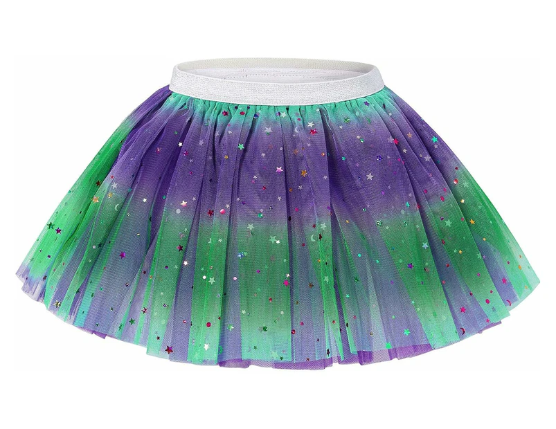 Kid Girl'S Rainbow Sparkle Tutu Dress Toddler Girls Princess Ballet Christmas Elastic Puffy Tulle Dress Up Skirt,Purple 842,3-4 Years