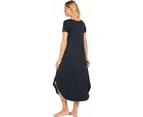 Women'S Sleepwear Casual V Neck Nightshirts Short Sleeve Long Nightgown S-Xxl,Navy,X-Large
