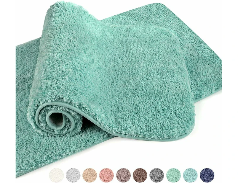 Bathroom Rugs 20"X32" (2 Pack) Ultra Soft Absorbent Non Slip Fluffy Thick Microfiber Cozy Bath Mat For Tub Shower Bathroom Floors Accessories (Egg Blue),Eg