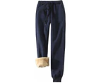 Women'S Warm Sherpa Lined Athletic Sweatpants Jogger Fleece Pants,Navy Blue,X-Large