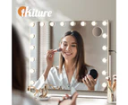 Oikiture 83x69cm LED Hollywood Mirrors Makeup Rotatable Mirror Magnifying Bluetooth Standing Wall Mounted