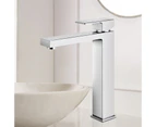 Tall Basin Tap Square handle Brass Vanity Sink Tap Counter Bathroom Sink Faucets Chrome