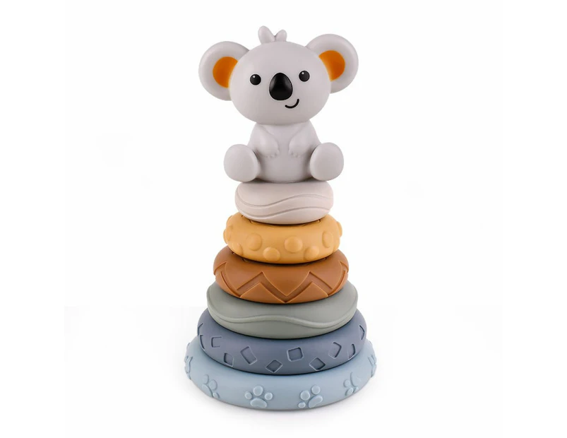 Infant and toddler koala soft building blocks Jenga Koala six-layer soft rubber ring (English color box)