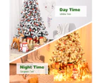 Costway 2.25M/7.5FT Pre-lit Christmas Tree Snowy Xmas Tree 1010 Branch Tips Xmas Decor Home Party